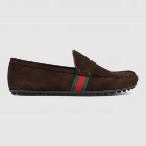 古驰/Gucci 织带装饰绒面真皮驾车鞋 407411 CMAK0 2160