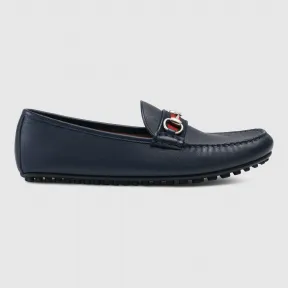古驰/Gucci 饰条纹织带皮革驾车鞋 450892 A9L60 4071