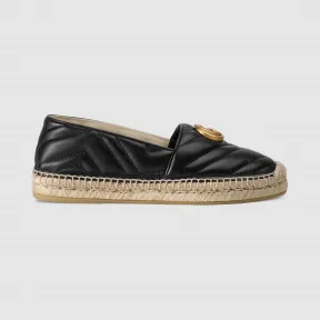古驰/Gucci 饰双 G 皮革草编鞋 551890-BKO00-1000