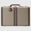 古驰/Gucci 饰织带GG中号行李箱 米色和乌木色Supreme帆布 男士 611642-2YGAT-8358