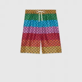 古驰/Gucci GG Multicolor系列斜纹真丝短裤 654859-ZAG1L-4206