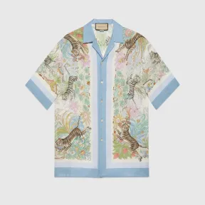 古驰/Gucci 中国新年系列保龄球衫 象牙白色和蓝色 男士 685929-ZAIKL-4311