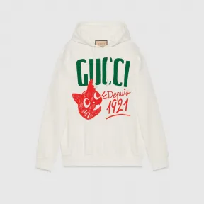 古驰/Gucci 棉质运动套头帽衫 717427-XJFNL-9095