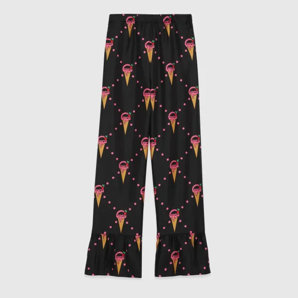 古驰/Gucci 冰淇淋印花丝绸裤子 733835-ZAL41-1187