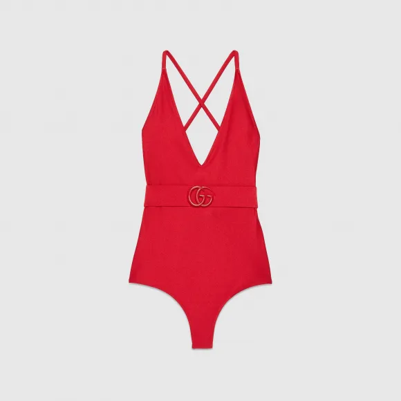 古驰/Gucci 闪亮弹力平纹针织连体泳衣 743012-XHAHV-6460