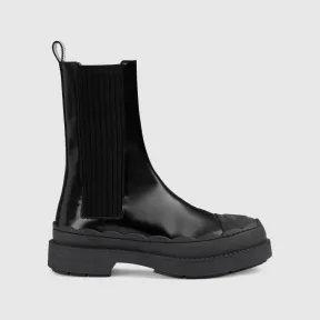 古驰/Gucci 黑色皮革饰互扣式双G女靴 758047-AACMT-1000