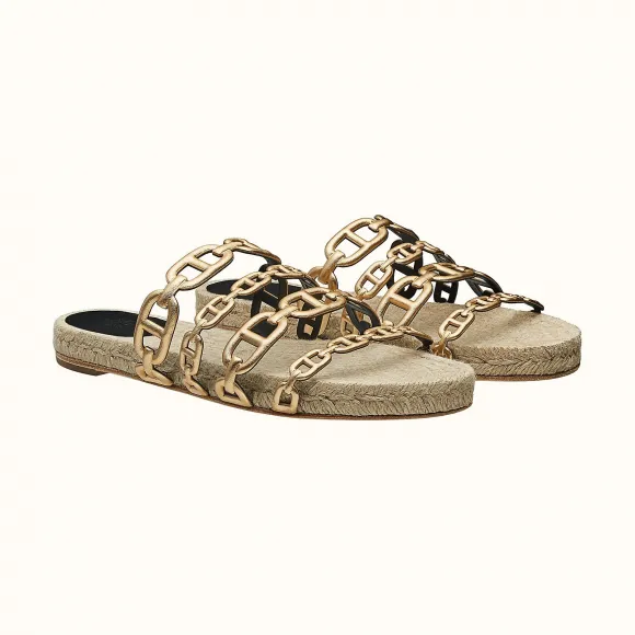 爱马仕/Hermes Ancone草编平跟凉鞋 H211191Z-06370