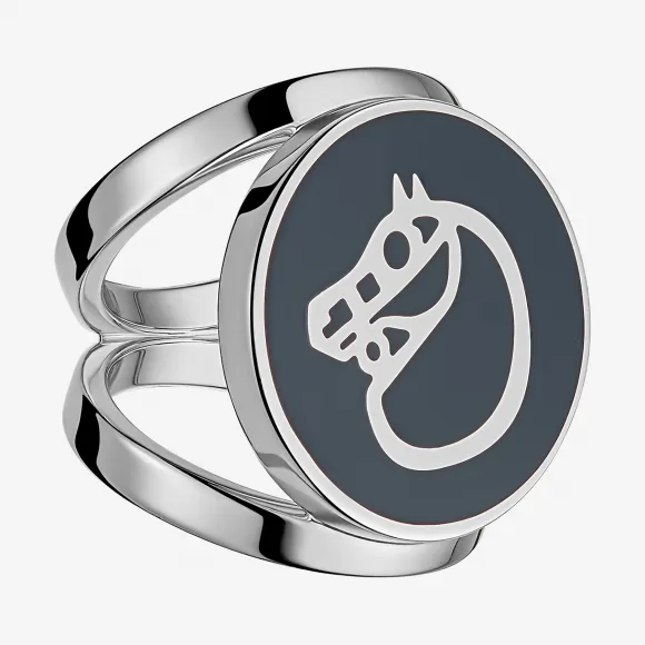 爱马仕/Hermes 蓝色 Camail漆面丝巾扣 H601943S_02