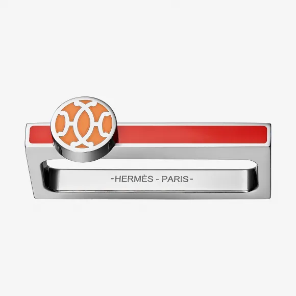 爱马仕/Hermes 橙色 Barrette Slim Laquee丝巾扣 H601993S_02