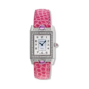 积家/Jaeger LeCoultre Reverso 翻转腕表系列  18k白金镶钻，镶嵌2颗红宝石 石英机芯 女表 Q2623402