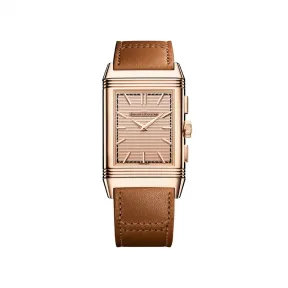 积家/Jaeger LeCoultre Reverso Tribute Chronograph翻转系列计时腕表手动上链男士腕表玫瑰金款Q389256J 