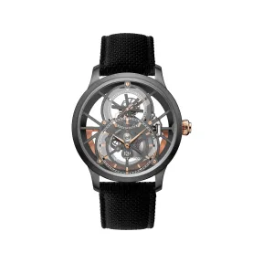 雅克德罗/Jaquet Droz 骷髅镂空陀飞轮腕表 (Tourbillon Skelet Skull) 42.30 MM 黑色陶瓷表壳. 18K红金表冠和防水管. 自动机械机芯 男表 J0135250071
