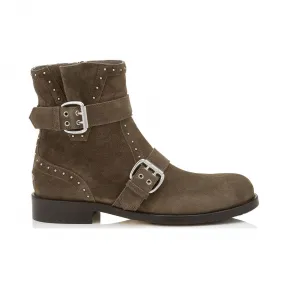 Jimmychoo/吉米周 貂绒绒面革机车靴 BLYSSFLATVED020763
