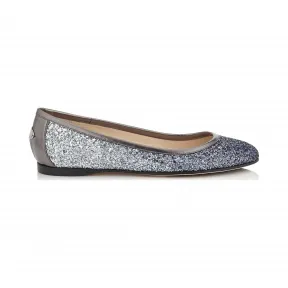 Jimmychoo/吉米周 海军和银色亮片降级芭蕾舞鞋 GARNERFLATCGD000710