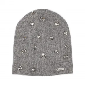 Jimmychoo/吉米周 珍珠灰色混纺羊绒针织毛线帽，配以水晶 j000072225001
