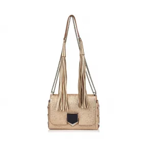 Jimmychoo/吉米周 Dore金属感粒面皮革肩背包，配流苏肩带 J000088048001