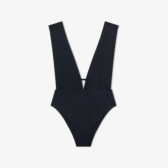 Jimmychoo/吉米周 黑色 JC 字母印花再生尼龙拼莱卡泳衣-比基尼 KOSMAB050013776