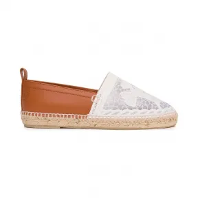罗意威/Loewe Espadrille Broderie Anglaisecamel/white 453.17.021