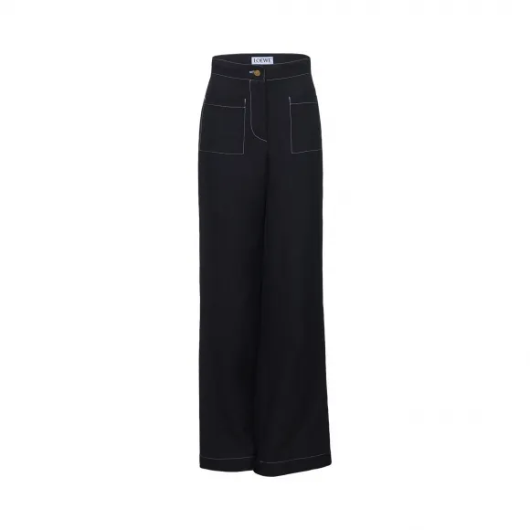 罗意威/Loewe Flare Trousers Patch Pockets黑色 D2172060PA