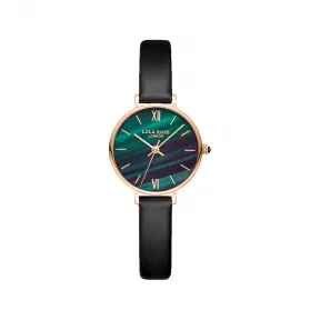 罗拉玫瑰/Lolarose Fiesta系列黑色皮带孔雀石纹理腕表 LR2032