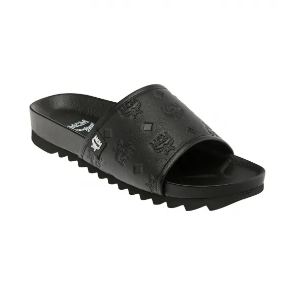 MCM 男士标志皮革拖鞋 MEX8A2K45BK041
