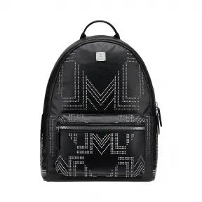MCM Tumbler Gunta  M 字形铆钉羊皮双肩背包 MUK8ATR50BK001