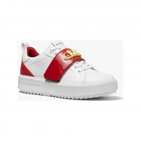 迈克高仕/Michael Kors Emmett 皮质系带休闲鞋 女士 白色/深红 休闲鞋 43F2EMFS1L602