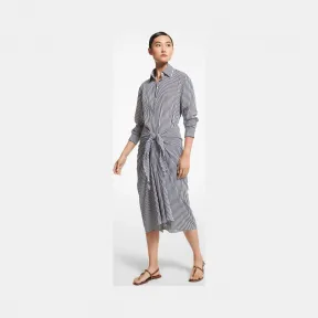 迈克高仕/Michael Kors 条纹真丝双绉系带衬衫裙 444AKU714-6968