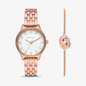 迈克高仕/Michael Kors 列克星敦玫瑰金色调手表和互锁圆形手链套装 MK1025-0622