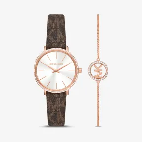 迈克高仕/Michael Kors Pyper 标志和玫瑰金色手表和手链套装 MK1036-0200