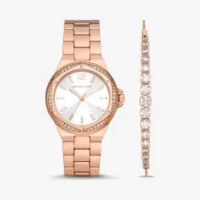 迈克高仕/Michael Kors Lennox Pav 玫瑰金色手表和手链礼品套装 MK1053SET-0622