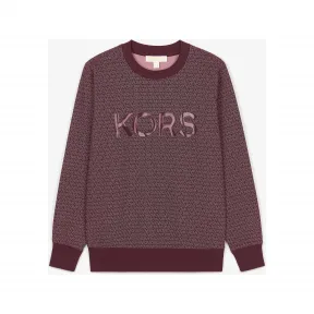 迈克高仕/Michael Kors 休闲 Logo 长袖 女士 梅洛葡萄红 长袖衫 MS2501I38G642