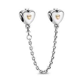 潘多拉/Pandora 心与皇冠安全链925银和14k金791878-06