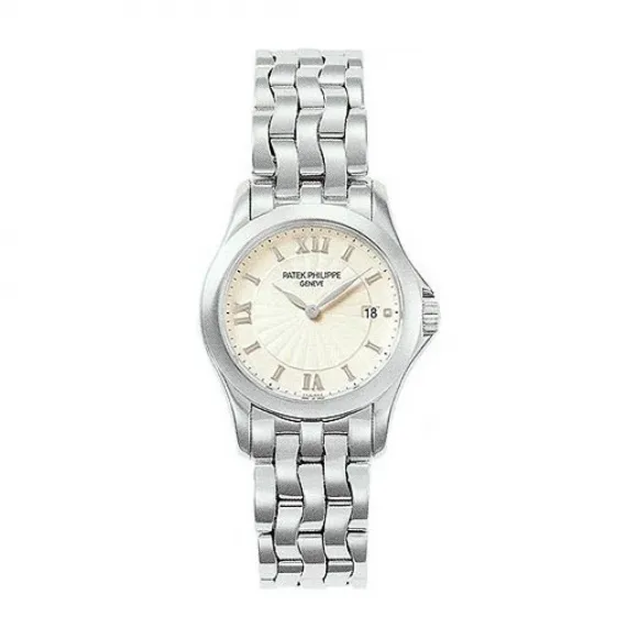 百达翡丽/Patek Philippe Calatrava系列 28 MM 18kt 白金 石英机芯 女表 4906-1G-001