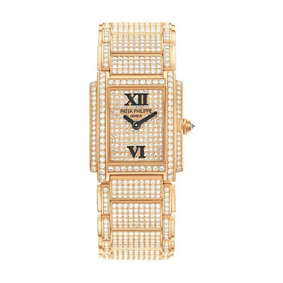 百达翡丽/Patek Philippe TWENTY 4系列 18k玫瑰金镶钻 石英机芯 女表 4908-50R-012