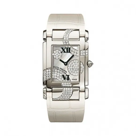 百达翡丽/Patek Philippe TWENTY 4系列 18k白金镶钻 石英机芯 女表 4914G-001