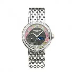 百达翡丽/Patek Philippe 复杂功能时计 Complications 系列 18k白金镶钻 手动机械机芯 女表 4958-1G-010