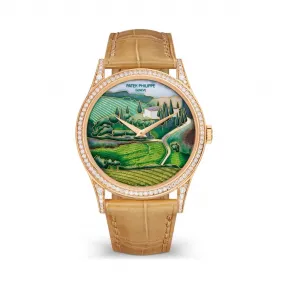 百达翡丽/Patek Philippe 卡拉特拉瓦 Calatrava 系列 18k玫瑰金镶钻 自动机械机芯  5077-100R-033