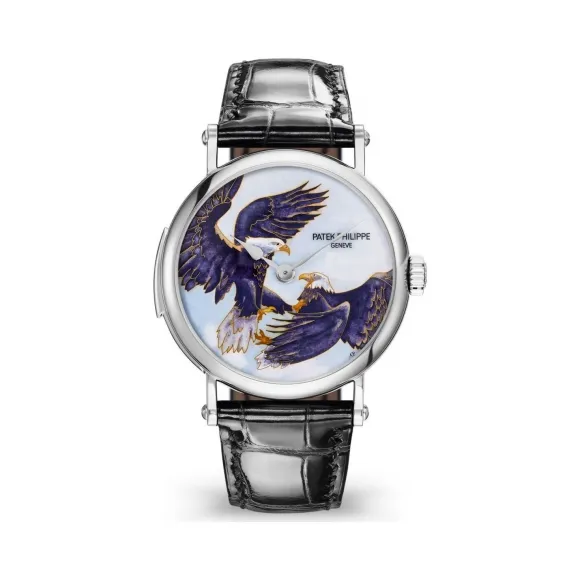 百达翡丽/Patek Philippe 珍稀工艺系列 18k白金 手动机械机芯  5538G-010