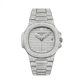 百达翡丽/Patek Philippe Nautilus 运动 鹦鹉螺 系列 18k白金镶钻 自动机械机芯 男表 5719-1G-001
