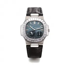 百达翡丽/Patek Philippe Nautilus 运动 鹦鹉螺 系列 18k白金镶钻 自动机械机芯 男表 5722G-001