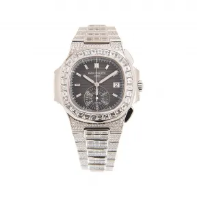 百达翡丽/Patek Philippe Nautilus系列 40.5 MM 18kt 白金 自动机械机芯 男表 5980-1400G-010