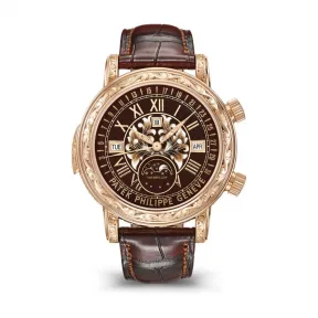 百达翡丽/Patek Philippe 超级复杂功能时计系列 44MM 18k玫瑰金 手动机械 男表 6002R-001