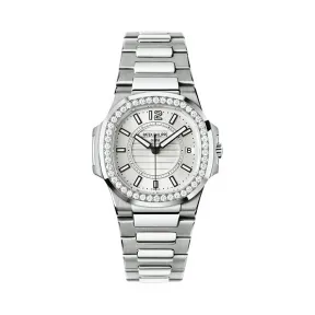 百达翡丽/Patek Philippe Nautilus 运动 鹦鹉螺 系列 18k白金镶钻 石英机芯 女表 7010-1G-001