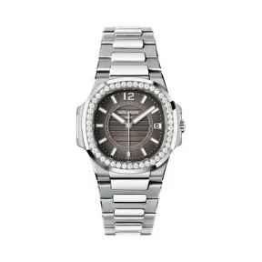 百达翡丽/Patek Philippe Nautilus 运动 鹦鹉螺 系列 18k白金镶钻 石英机芯 女表 7010-1G-010
