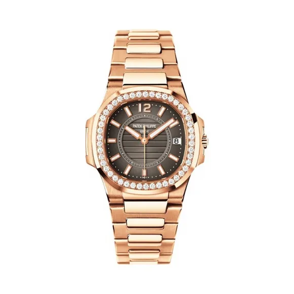 百达翡丽/Patek Philippe Nautilus 运动 鹦鹉螺 系列 18k玫瑰金镶钻 石英机芯 女表 7010-1R-010