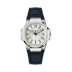 百达翡丽/Patek Philippe Nautilus 运动 鹦鹉螺 系列 18k白金镶钻 石英机芯 女表 7010G-001