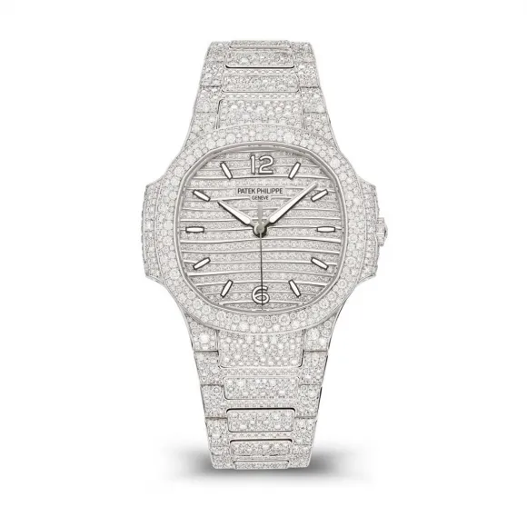 百达翡丽/Patek Philippe AQUANAUT系列 35.2MM 18k白金，密镶钻石  女表 7118-1450G-001