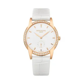 百达翡丽/Patek Philippe 卡拉特拉瓦 Calatrava 系列 18k玫瑰金镶钻 手动机械机芯 女表 7122-200R-001