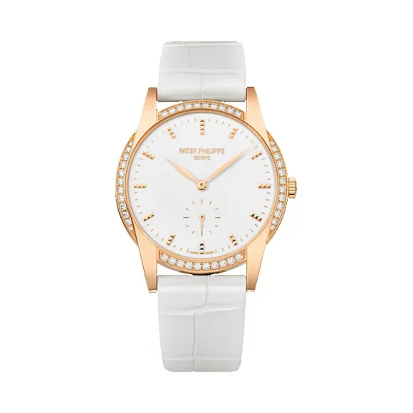 百达翡丽/Patek Philippe 卡拉特拉瓦 Calatrava 系列 18k玫瑰金镶钻 手动机械机芯 女表 7122-200R-001